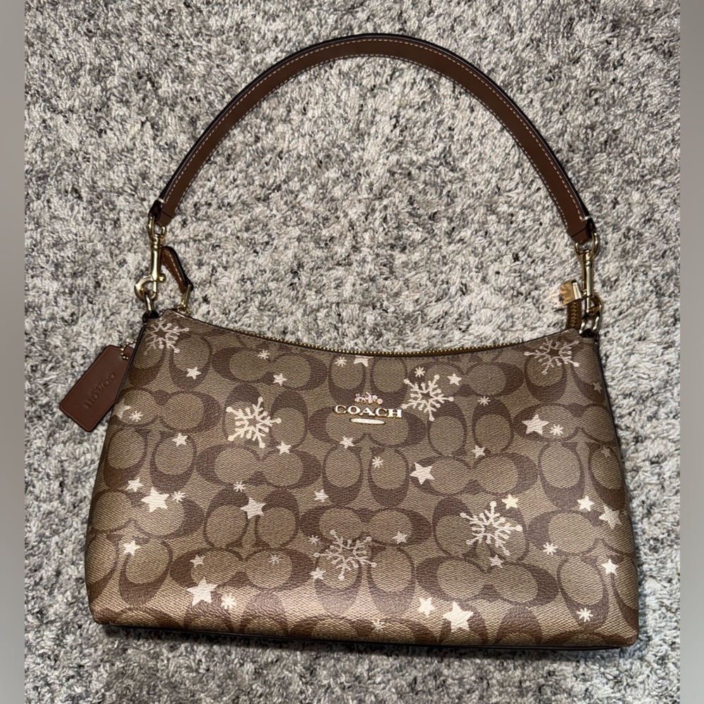 🌟NWOT🌟Coach Clara Shoulder Bag in Signature Canvas with Star and Snowflake Print